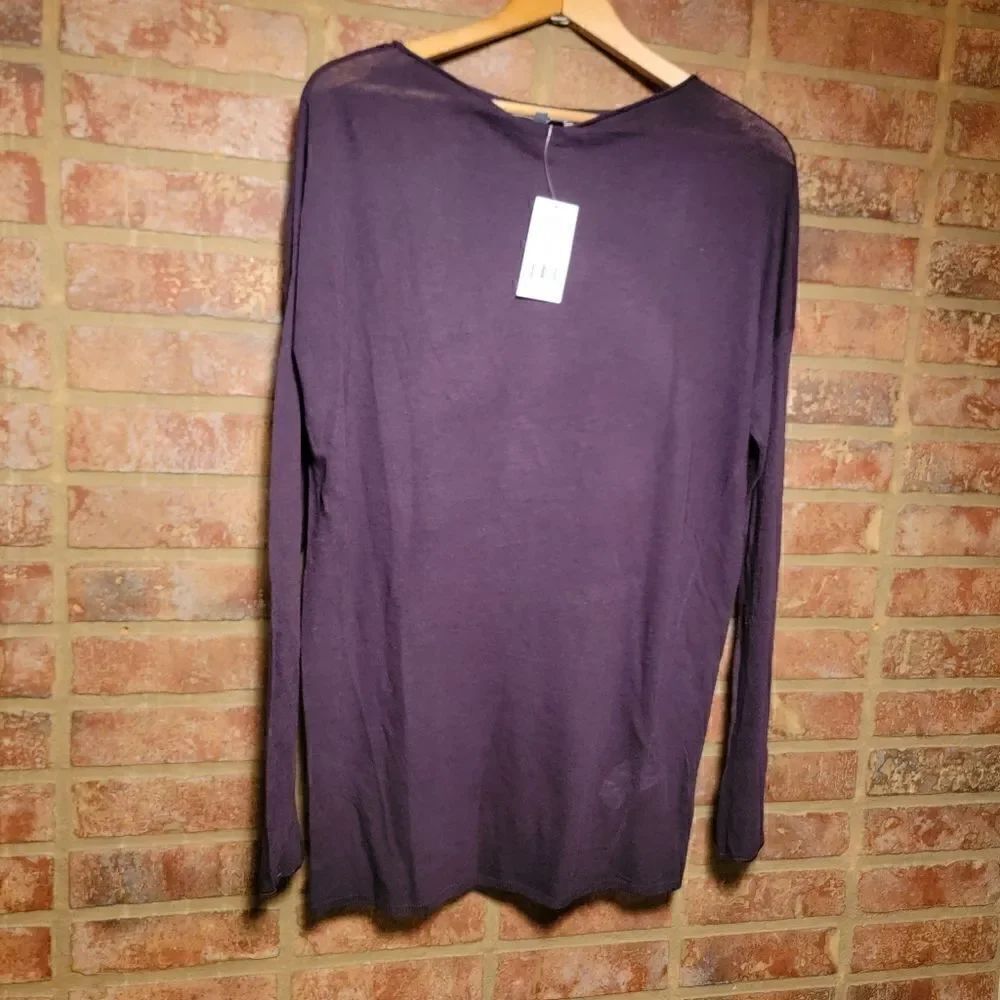 Vince Wool Blend Boatneck Sweater Dark Purple NWT